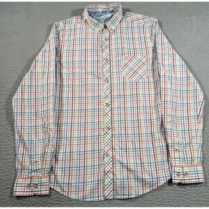 Ben Sherman Shirt Men Medium White Plaid Long Sleeve Collared Button Down Pocket